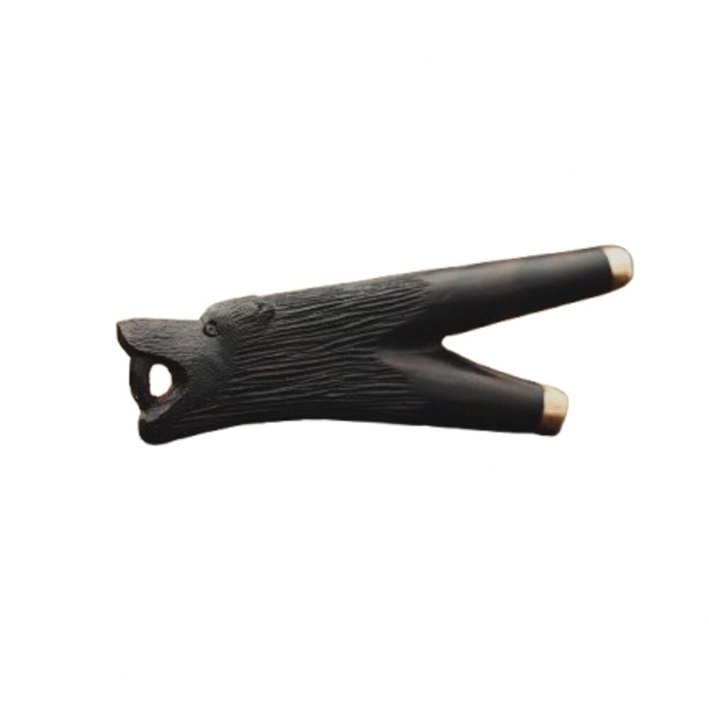 "Totem Bear" Made Fused Rosewood Bronze Caps Tool for Rapéh Ceremonies
